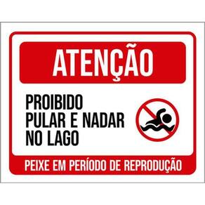 Kit 3 Placas Proibido Pular Nadar No Lago
