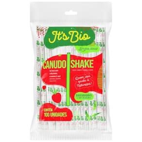 Canudo Milk Shake C/100 Unid Bio Strawplast 8Mm Transparente
