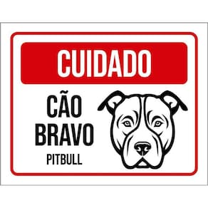 Kit 3 Placas Cuidado Cão Cachorro Bravo Pitbull