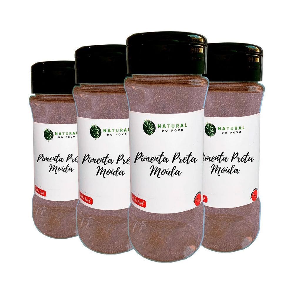 Pimenta Preta 100% Orgânica Moída Kit 4 Pote Com Dosador 50G