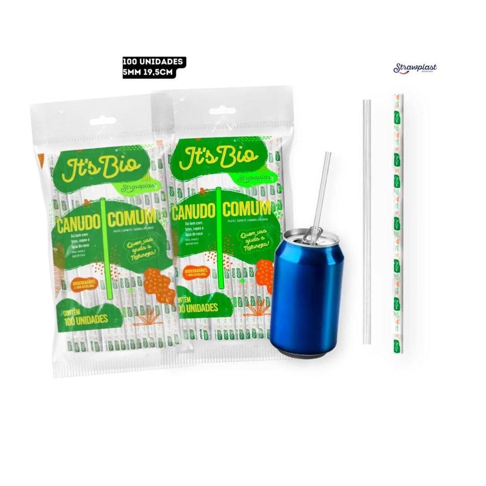 Kit 2 Canudo Bebidas Sucos It`S Bio Biodegradável 200Un