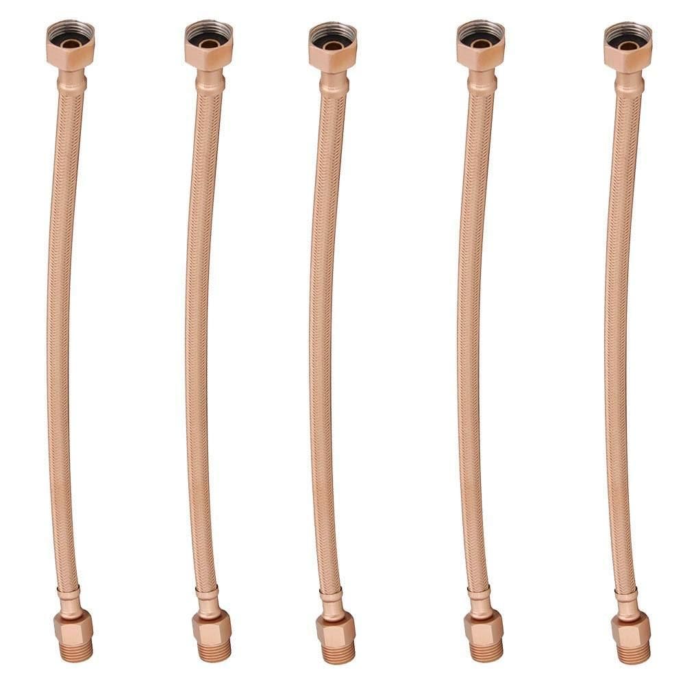 Kit 5 Engate Mangueira Flexível Rose Trançado Aço Inox 40Cm