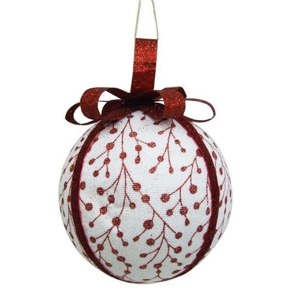 Enfeite De Natal Bola Vermelha/Branco Topo De Arvore 15Cm