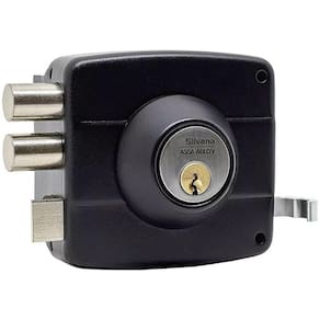 Fechadura Para Portão De Sobrepor Preta 50Mm Cilindro Tetra