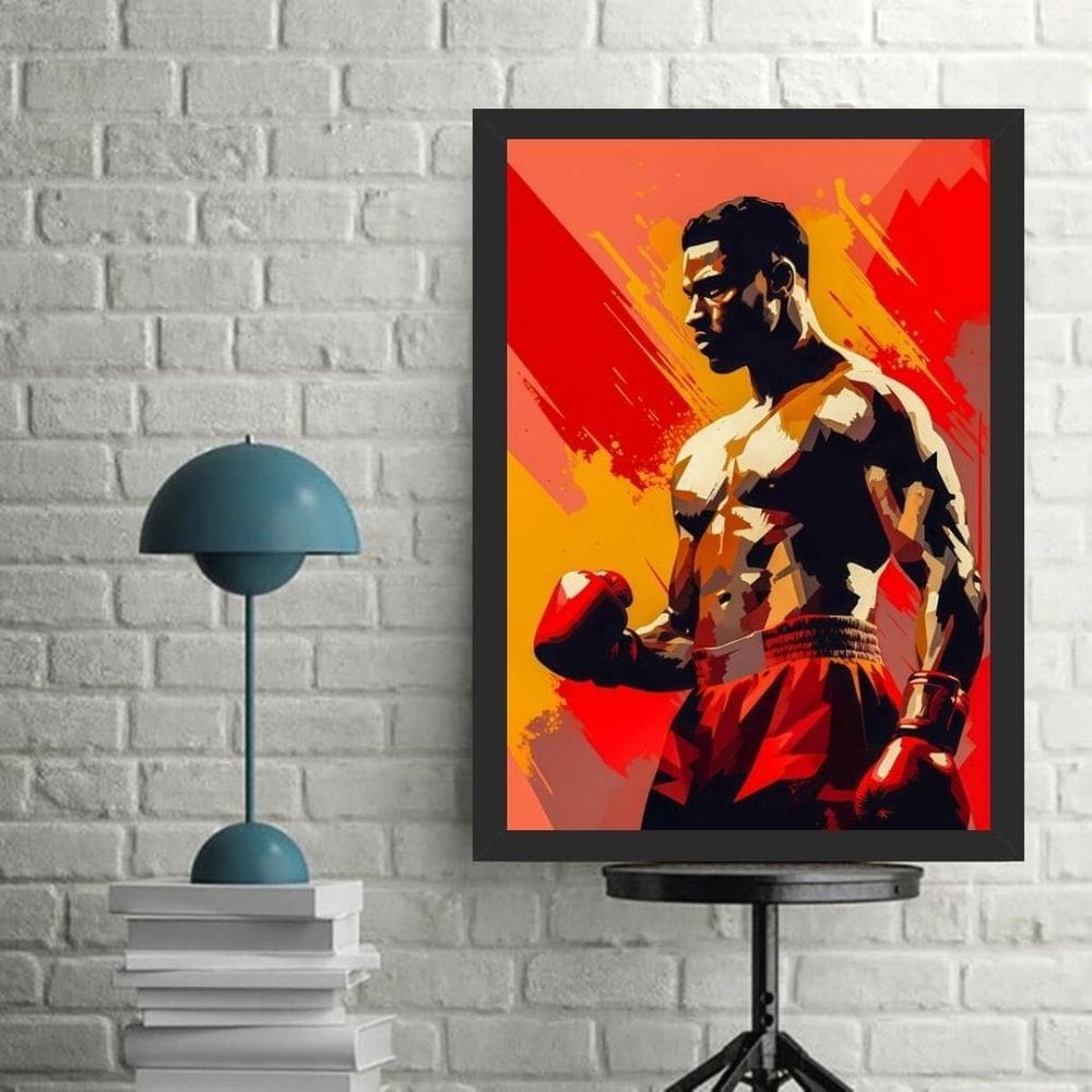 Quadro Decorativo Arte Lutador De Boxe 24X18Cm