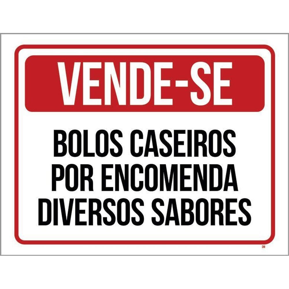 Placa Vende-Se Bolos Caseiros Por Encomenda 36X46