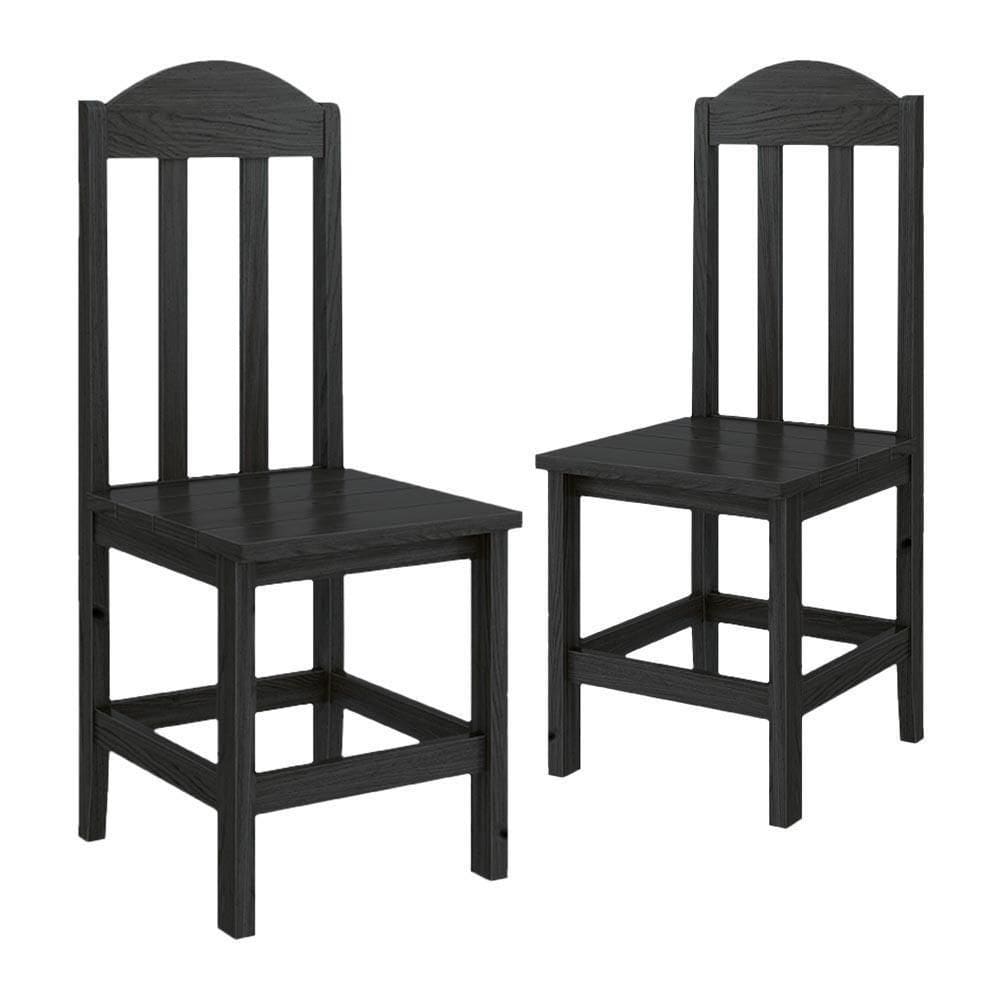 Conjunto 2 Cadeiras Madeira Maciça Suporta Até 120kg Preto Safira Shop Jm