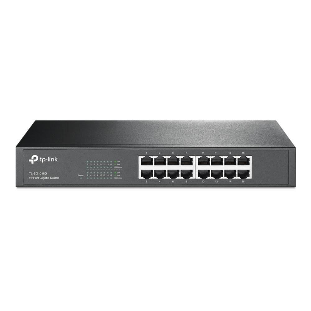 Switch 16 Portas TP-Link TL-SG1016D - Gigabit - 32Gbps - Plug & Play - Bivolt - Para Mesa ou Rack