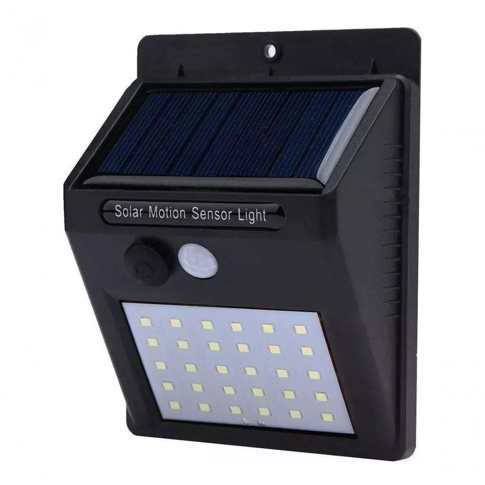 Luminária Solar De Parede Com Sensor Movimento 30 Led