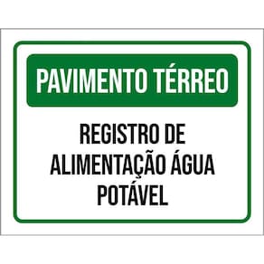 Placa Pavimento Térreo Registro Água Potável 36X46