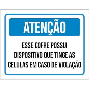 Placa Atenção Esse Cofrre Possui Dispositivo 36X46