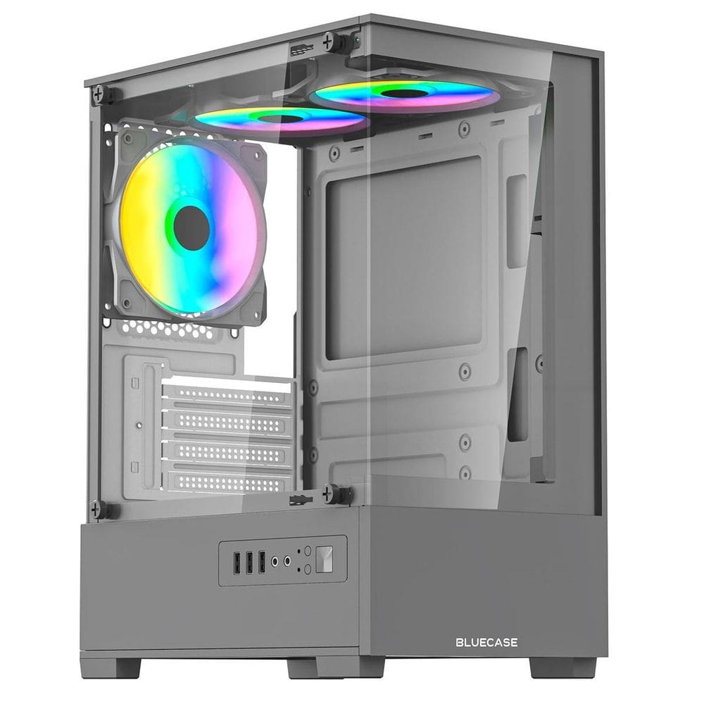 Gabinete Gamer Bg-055 Hit Pro 3X Fan Rainbow Vidro Cinza