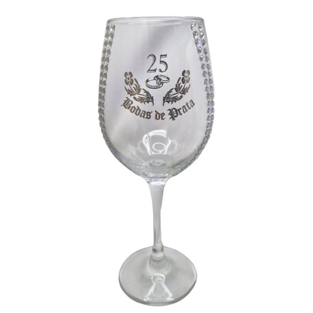 Taça Vidro Bodas De Prata 25 Anos Luxo Casal Vinho