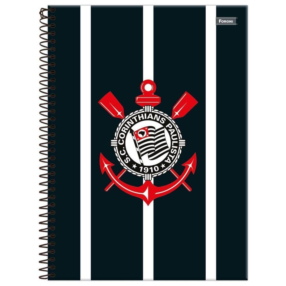 Caderno Corinthians Capa Dura Espiral 1 Matéria 80F Escolar