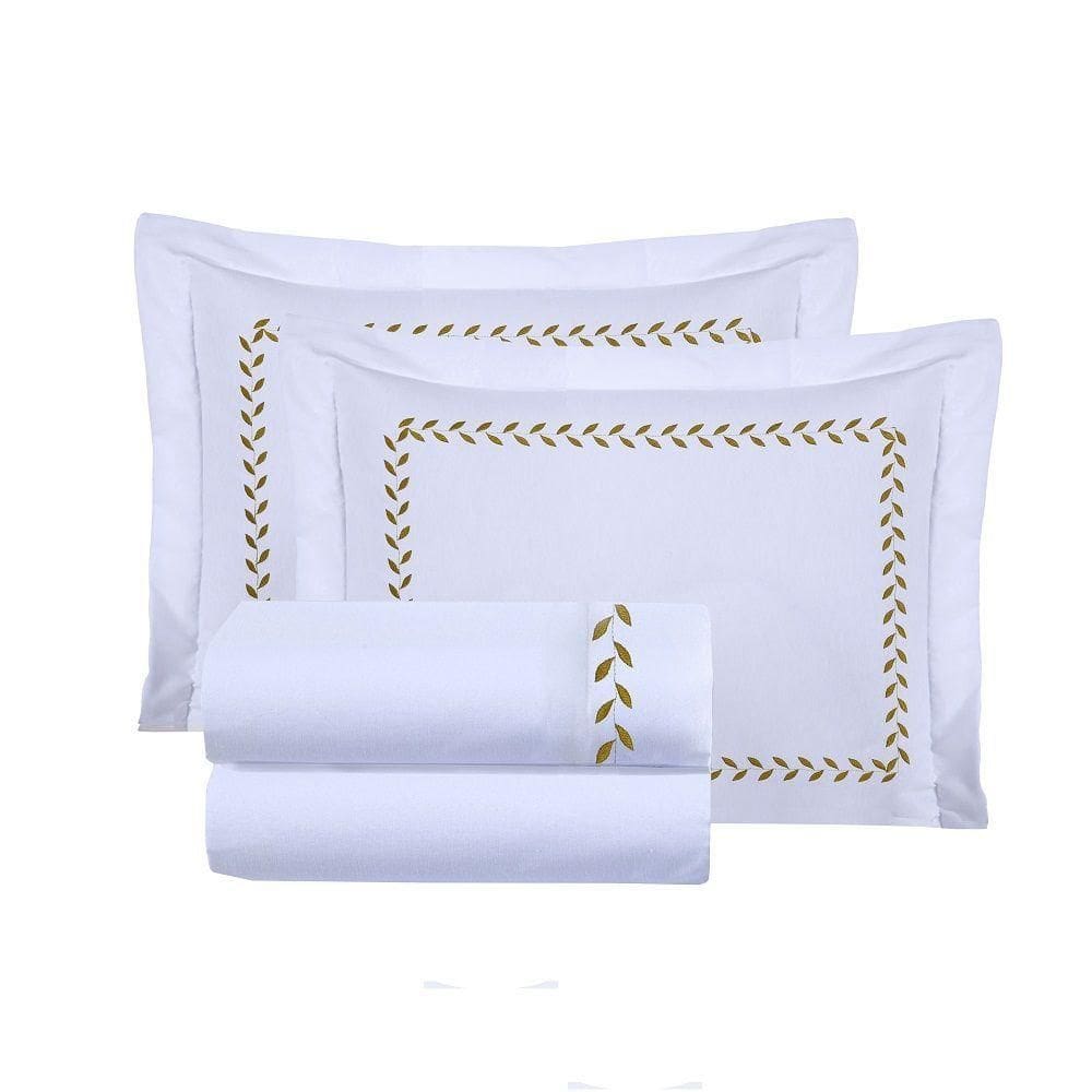 Jogo Lençol Algodão Marie Queen Bordado 4 Pçs Branco