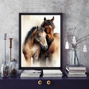 Quadro Decorativo Casal De Cavalos 45X34Cm