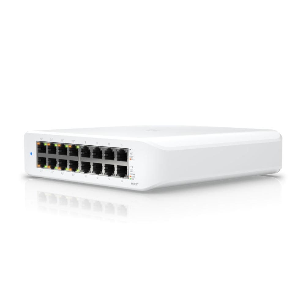 Switch 16 Portas Ubiquiti UniFi - Gigabit - PoE - 45W - Montagem em parede - USW-LITE-16-POE