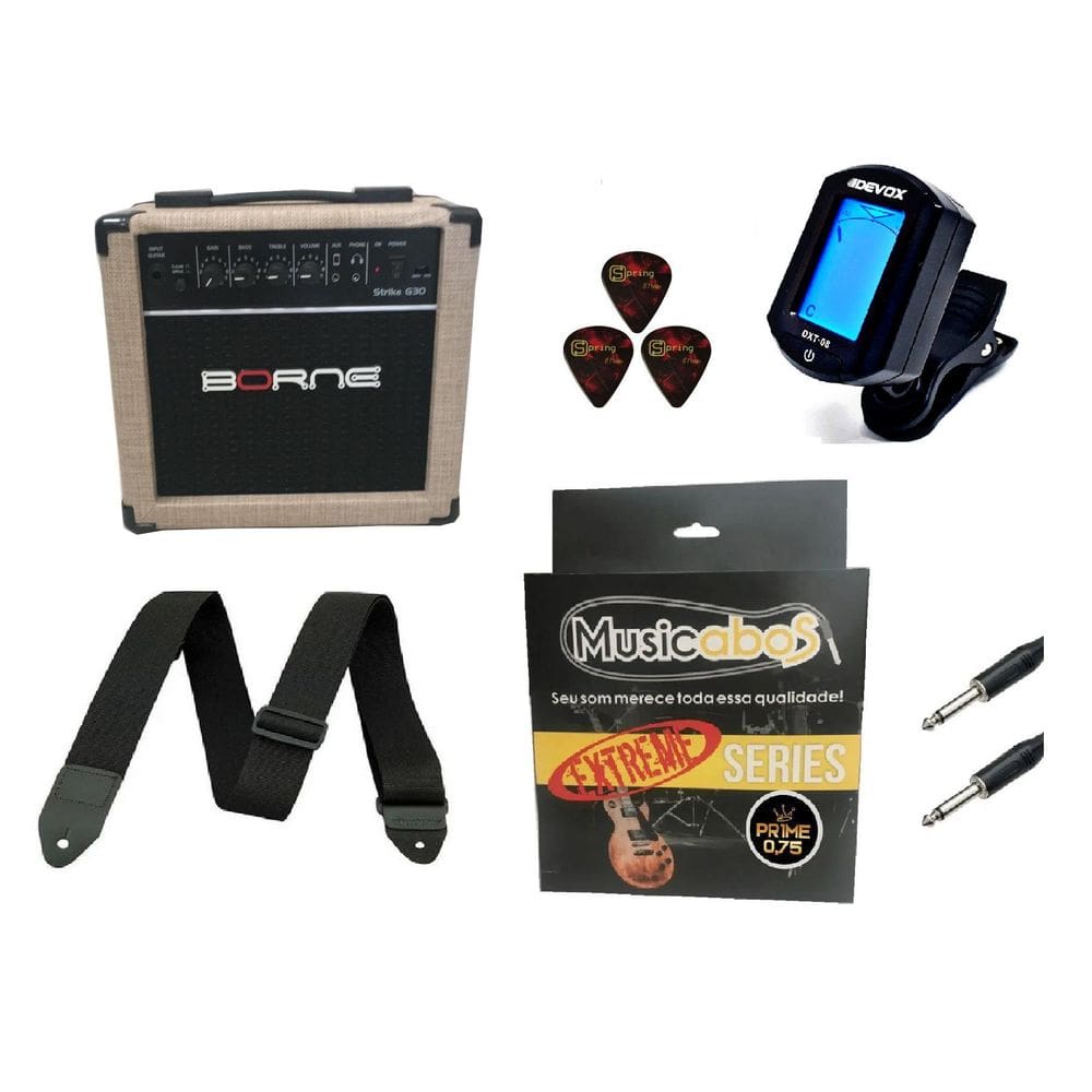 Amplificador Guitarra Borne Strike G30 Palha + Acessorios