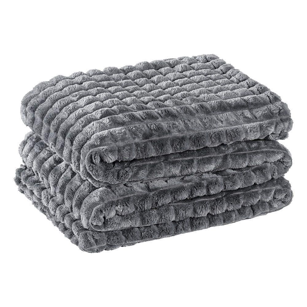 Cobertor Queen Flannel Fofy Cinza
