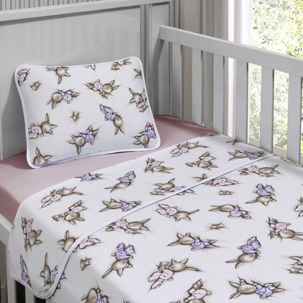 Jogo De Cama Tecebem Malha Mini Cama(montessoriana)meg 3 Peças Rose