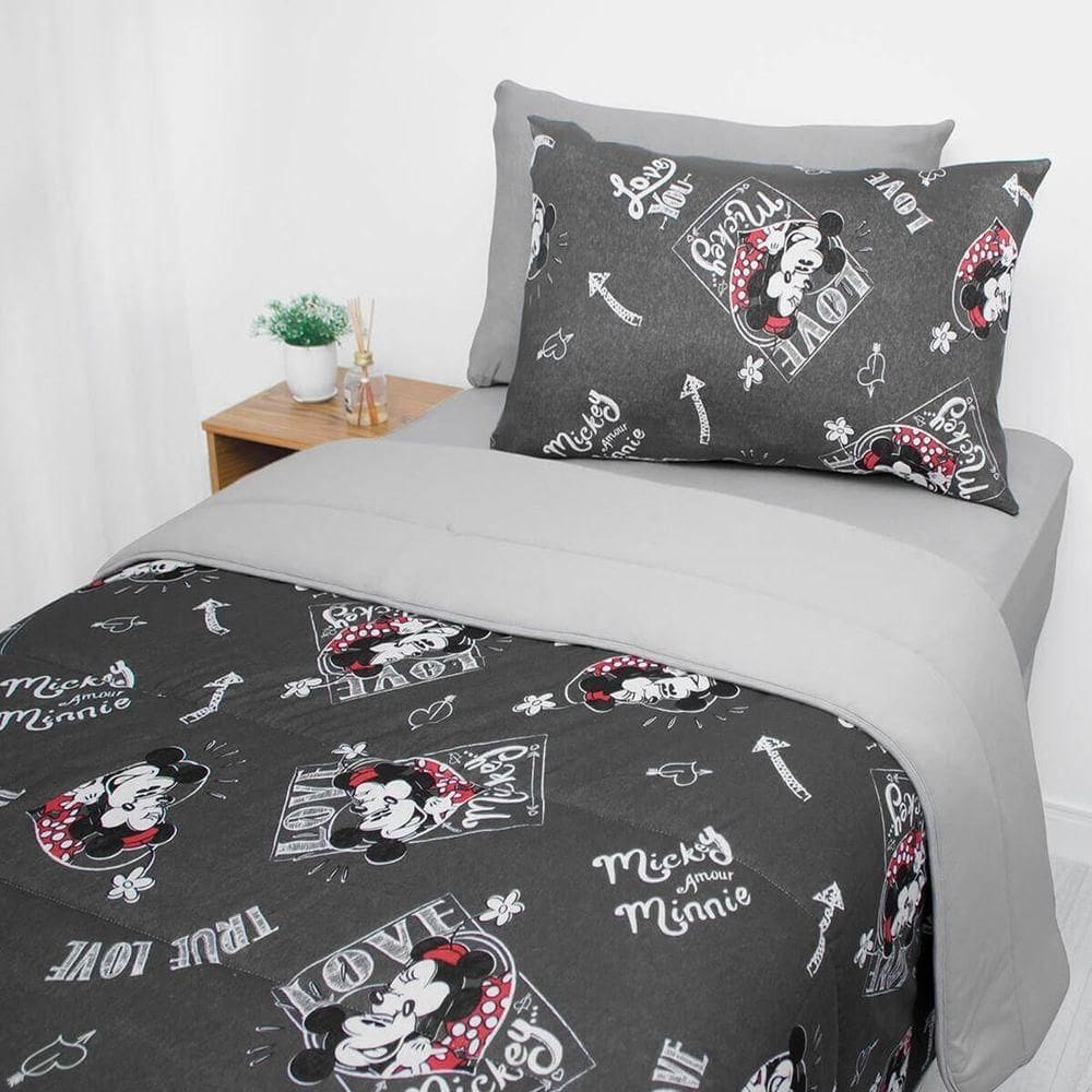 Edredom Solteiro Infantil Malha Minnie E Mickey