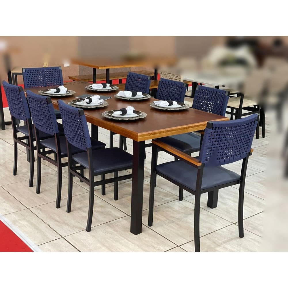 Conjunto em Metal para Área Externa Mesa e 8 Cadeiras - Madri - Paonanda Decor
