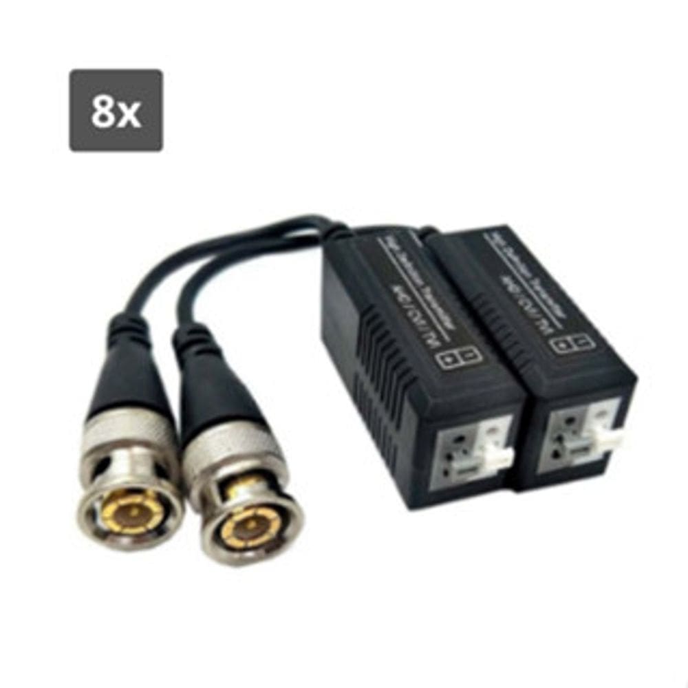Kit 8x Par Conector Balun Full Hd 1080p para Câmera de Segurança Engate Rápido