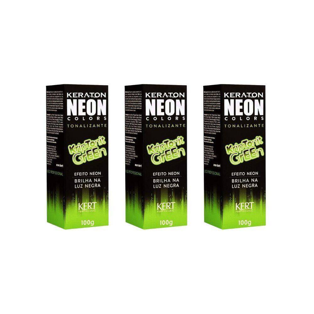 Coloraçao Keraton Neon Colors Kriptonit Green 100G-Kit C/3Un