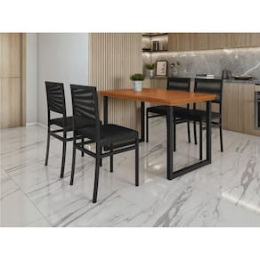 Conjunto para Área Externa 4 Cadeiras 1,20x0,75m - Berlim-Barcelona - Paonanda Decor