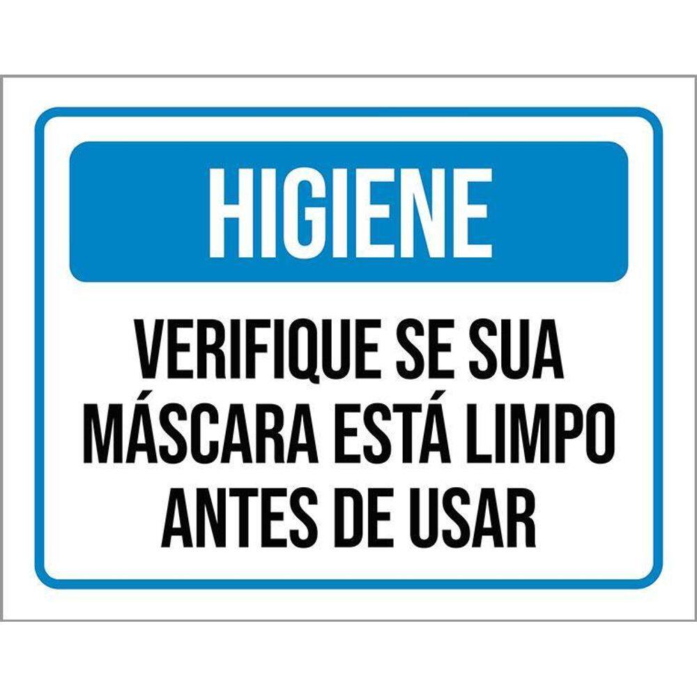 Placa Higiene Verifique Sua Máscara Está Limpa 36X46