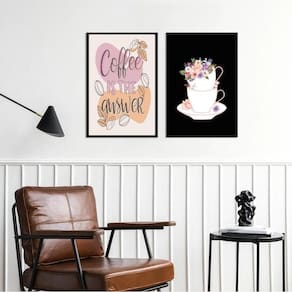 Kit 2 Quadros Coffee Is The Answer 24X18Cm