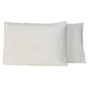 Par De Fronhas Em Sherpa Colorida 70cm X 50cm - Lã De Carneiro Cor Palha