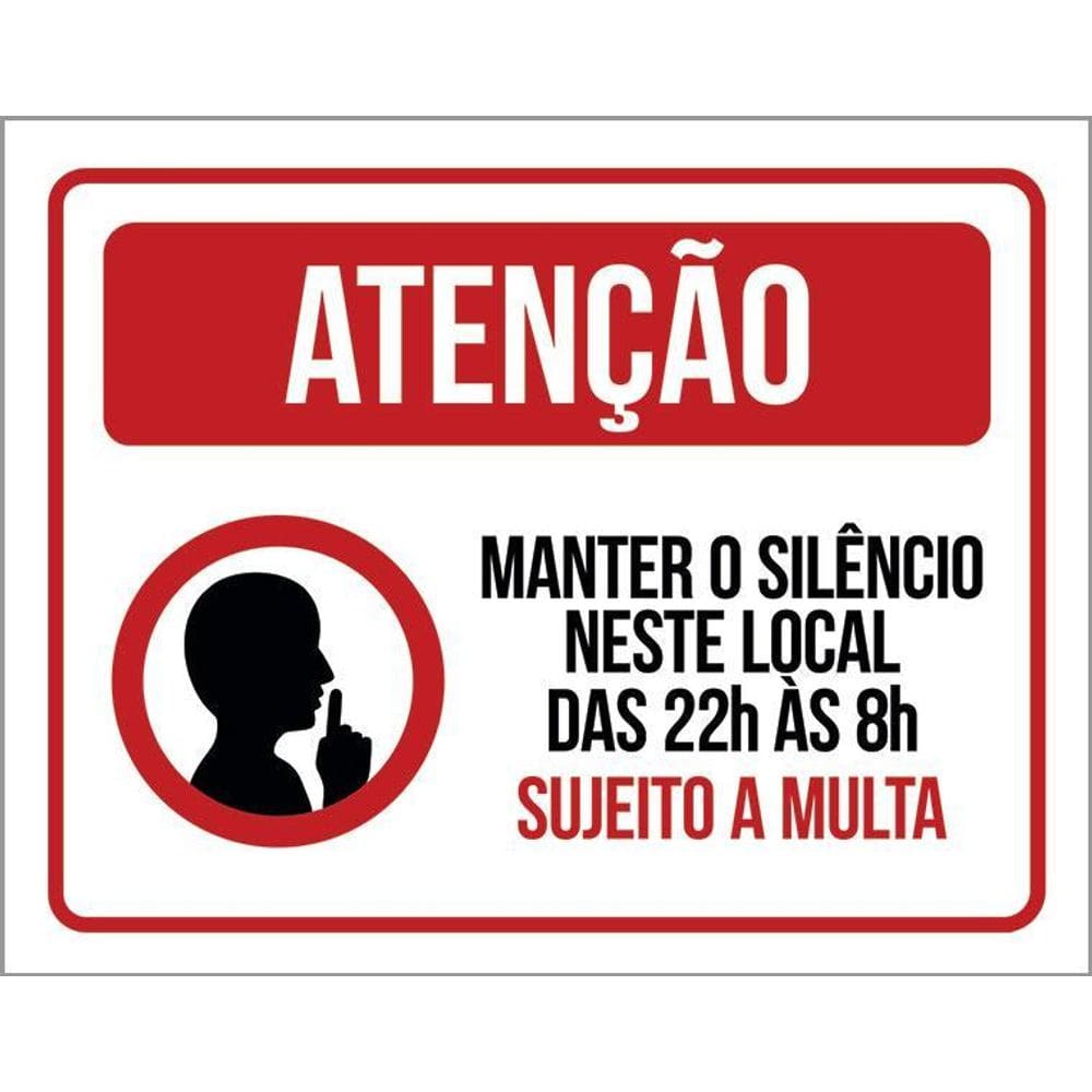 Kit 3 Placas Atenção Mantenha Silêncio Neste Local