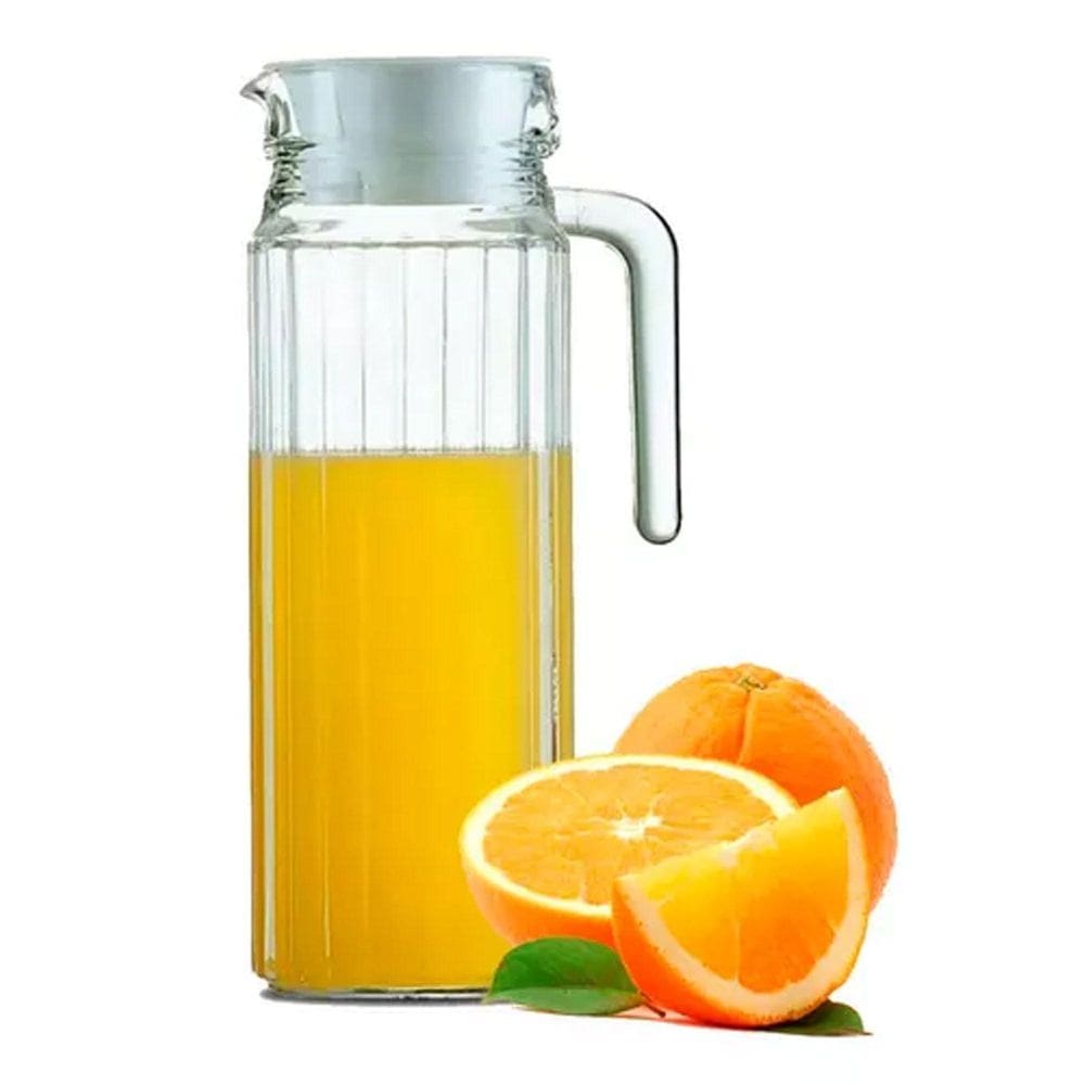 Jarra 1 Litro C/Tampa Para Água Suco Vidro Grosso Com Alça
