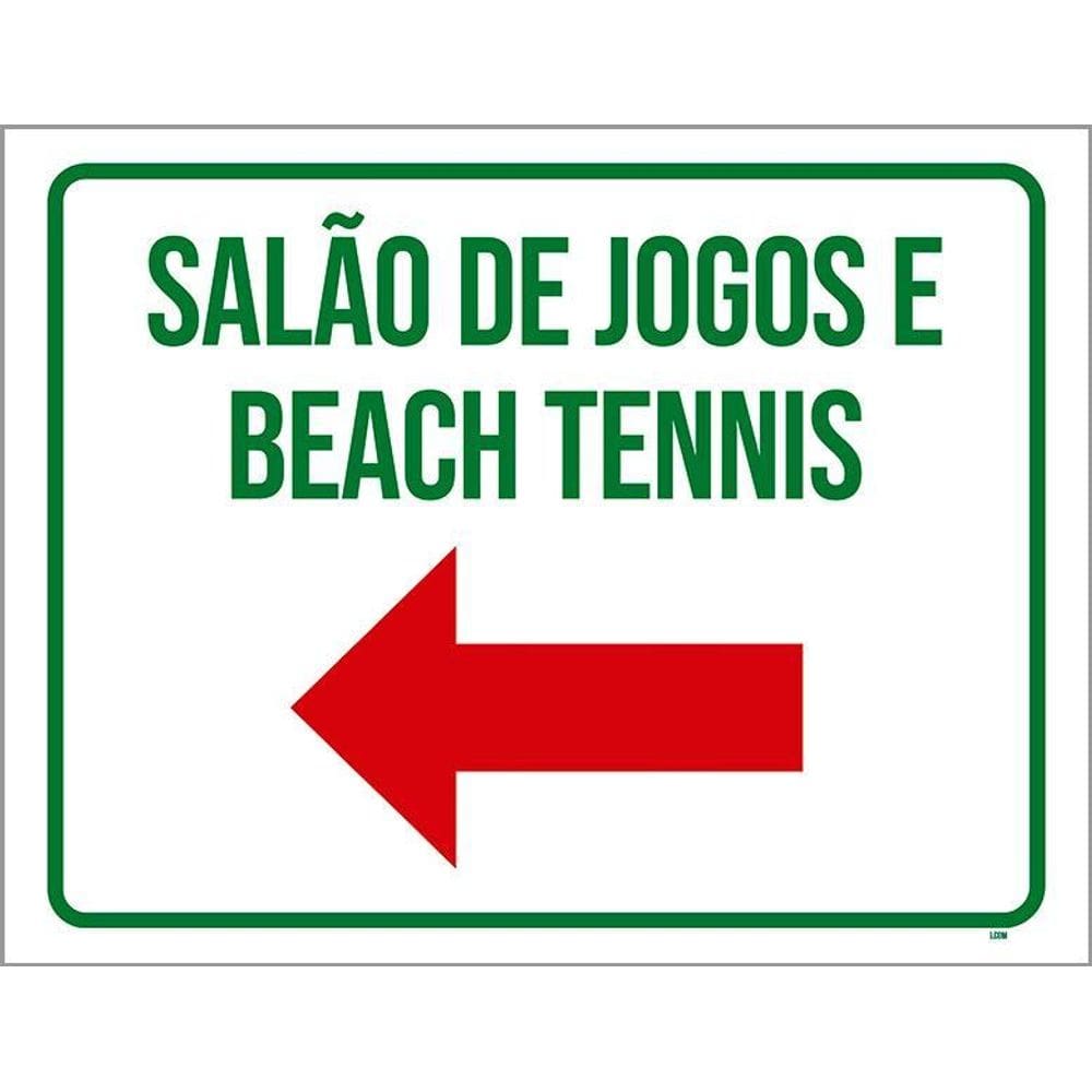 Placa Sinalização - Salão De Jogos E Beach Tennis 36X46