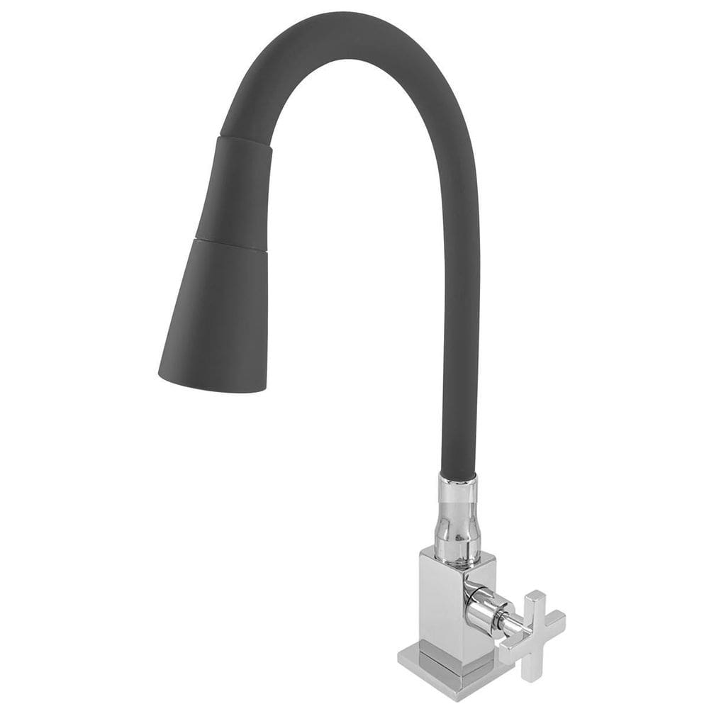 Torneira Luxo Bancada Cozinha Bica Preta Style Metal 1/4