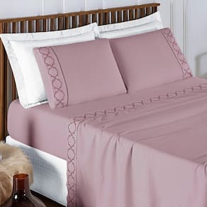 Jogo De Cama 300 Fios Bordado King Infinity 04 Peças - Frapê De Uva