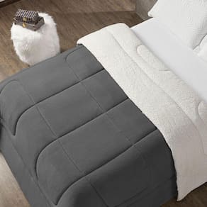Coberdrom Cobertor Solteiro 1 Peça Maya Manta Soft E Sherpa De Carneiro 100% Poliéster Cor:cinza
