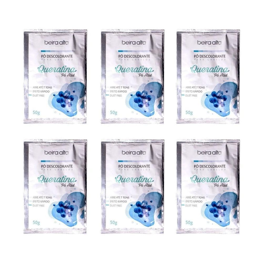 Po Descolorante Beira Alta 50G Queratina - Kit Com 6Un