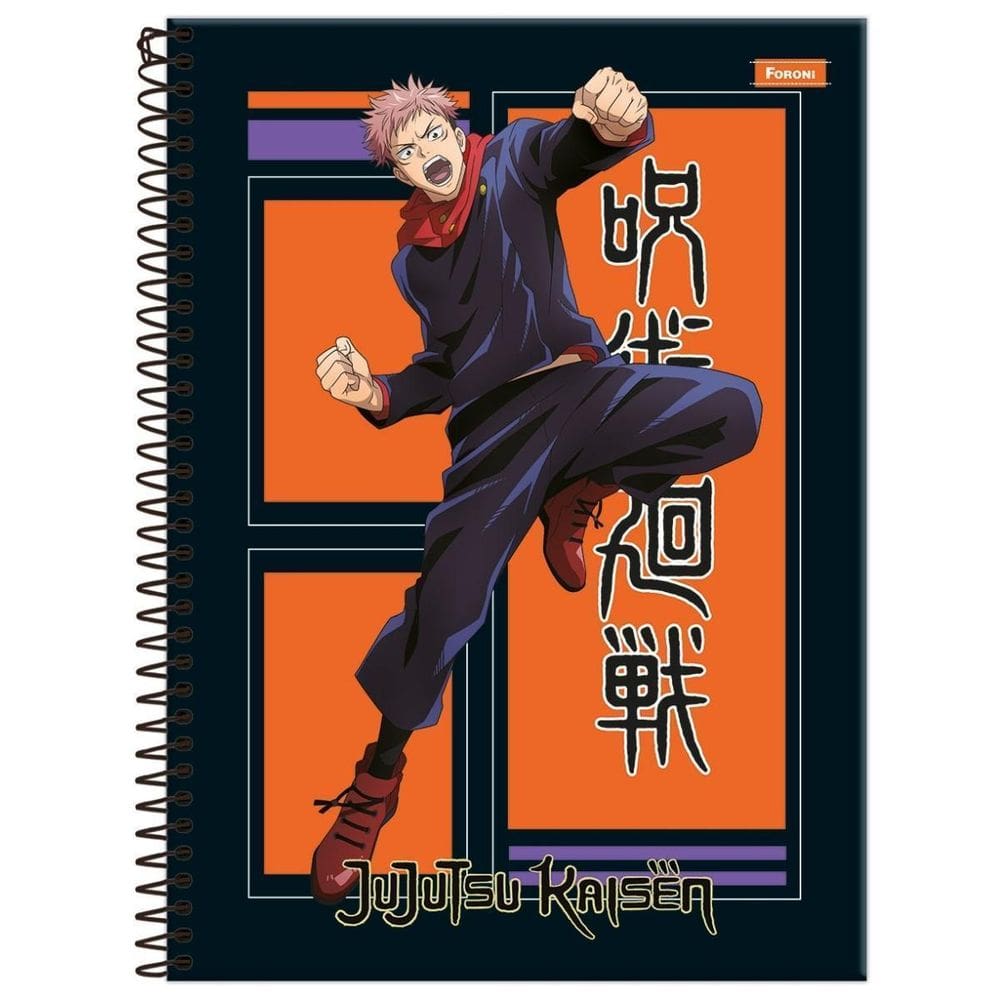 Caderno Jujutsu Kaisen Anime Espiral 1 Matéria 80F Escolar