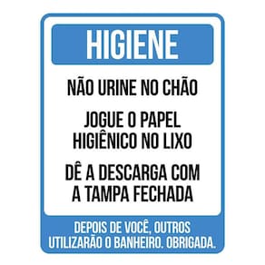 Placa De Sinalização - Higiene Não Urine No Chão 36X46