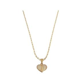 Colar Cartier 50Cm Coração Branco Letra J Banhado Ouro 18K