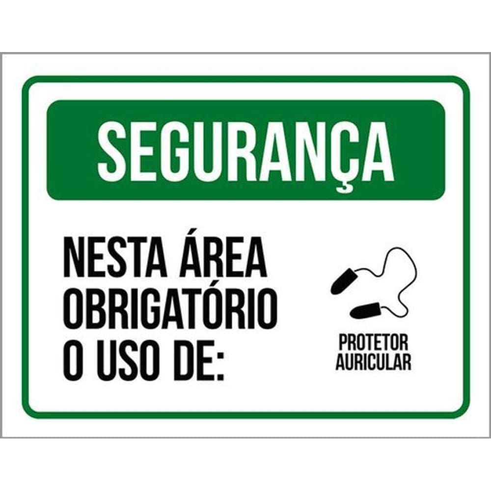 Kit 3 Placas Segurança Área Obrigatório Protetor Auricular