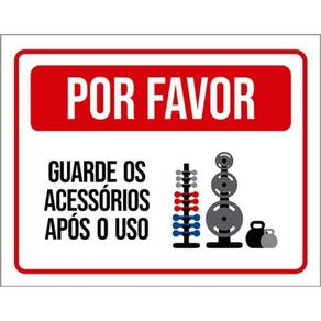 Kit 3 Placas Academia Guarde Acessórios Após Uso