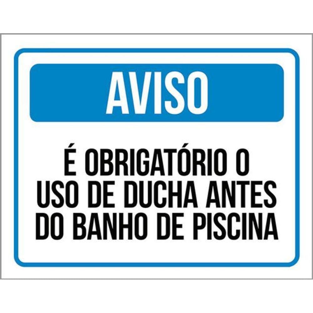 Placa Obrigat;Orio Uso Ducha Banho Piscina 36X46