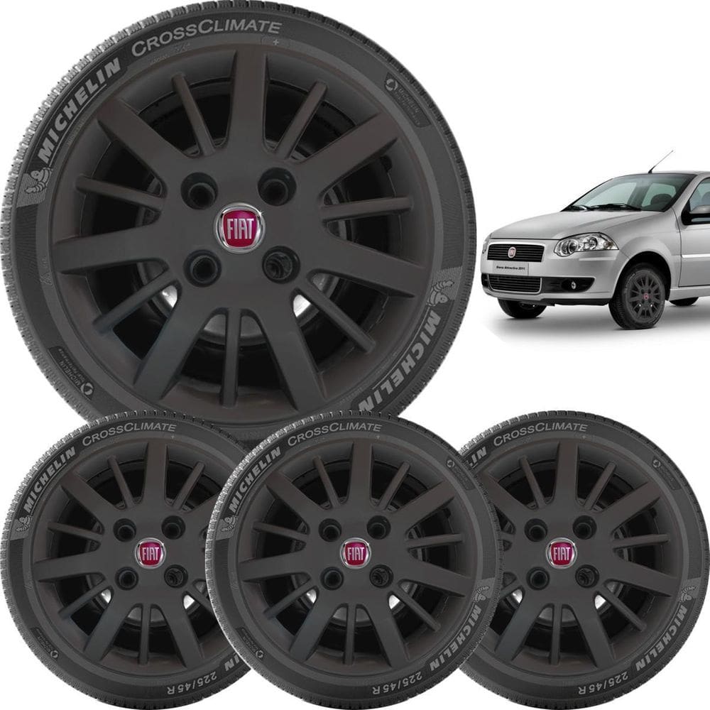 4Xcalota Fiat Siena E Palio 2009 A 2010 Aro 13 074Cb Preto