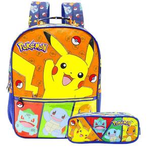 Mochila Pokémon Alças Infantil Com Estojo Triplo Kit Escolar