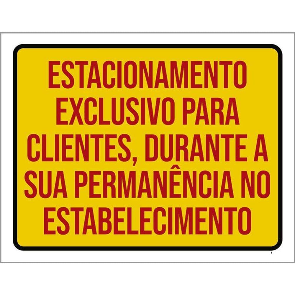 Placa Estacionamento Exclusivo Clientes Amarela 36X46