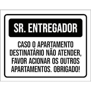 Placa Sinalização Sr Entregador Acionar Apartamentos 36X46