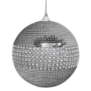 Enfeite De Natal Bola Brilhante Prata Arvore/Mesa/Porta 10Cm